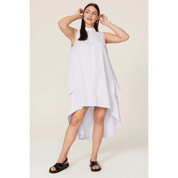 Peter Som Sleeveless Button Down Dress in White Yarn Dye Stripe 0 Womens - Picture 10 of 10